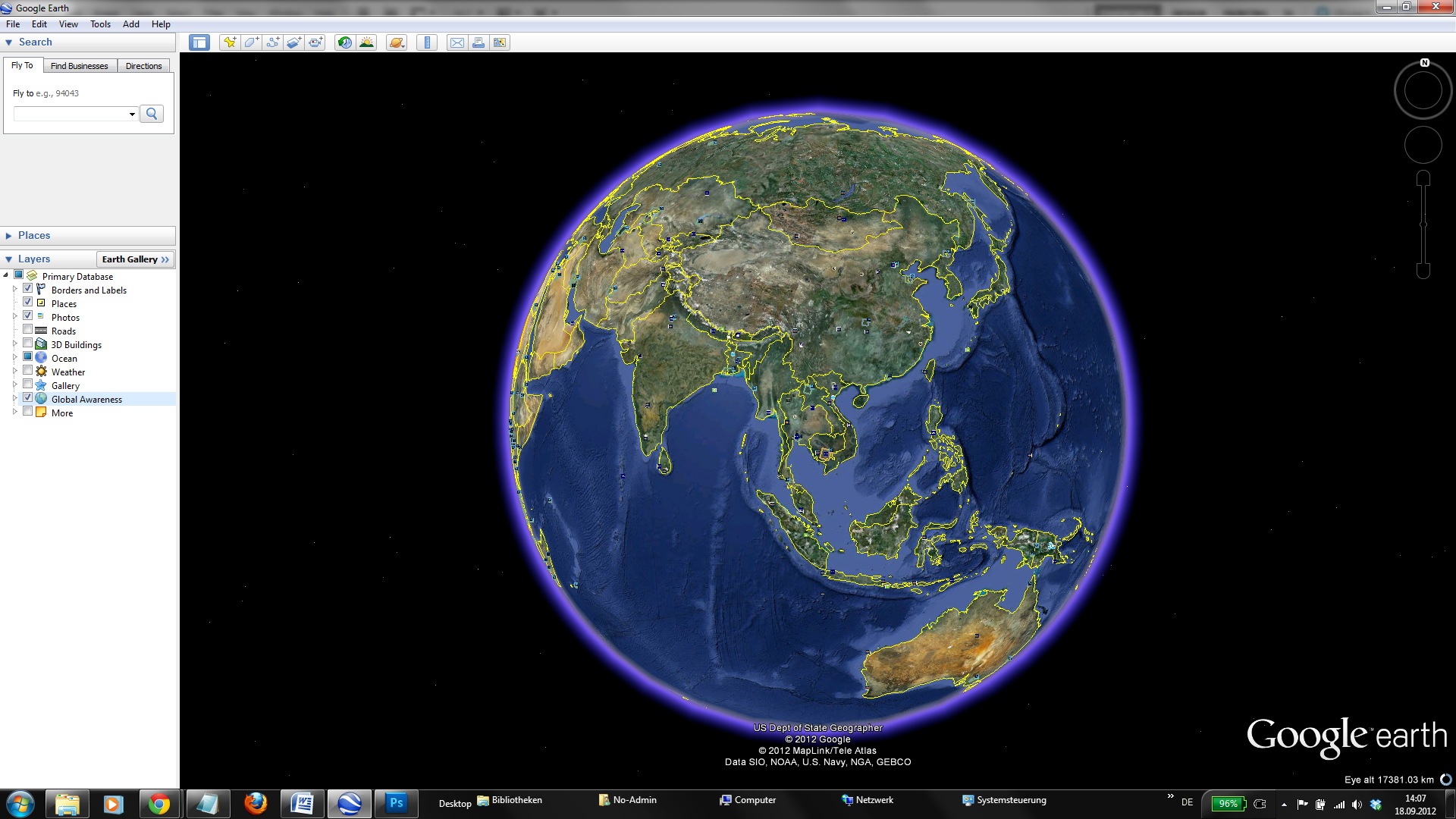 The three-dimensional globe is the the centre-piece of Google Earth