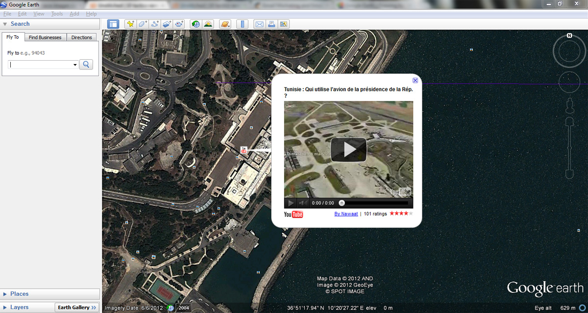 Geotagged YouTube videos can be seen in Google Earth.