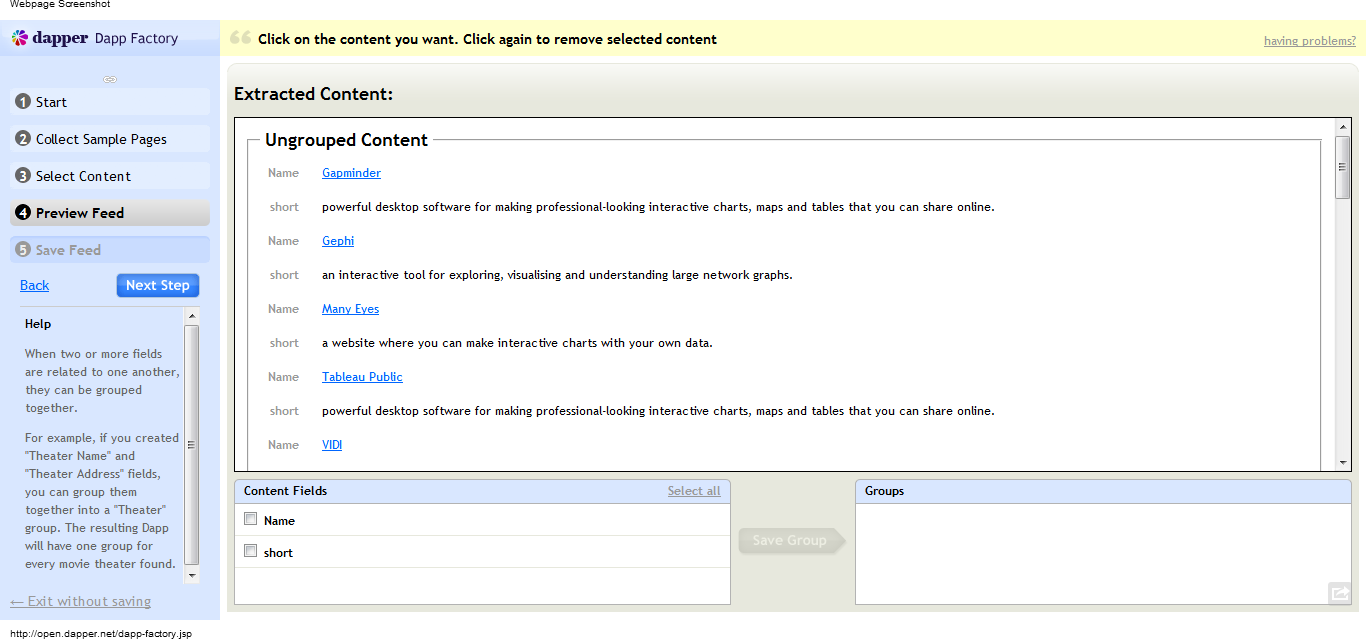 Define categories for the different content types you have extracted Dapper - Step by Step Part 3