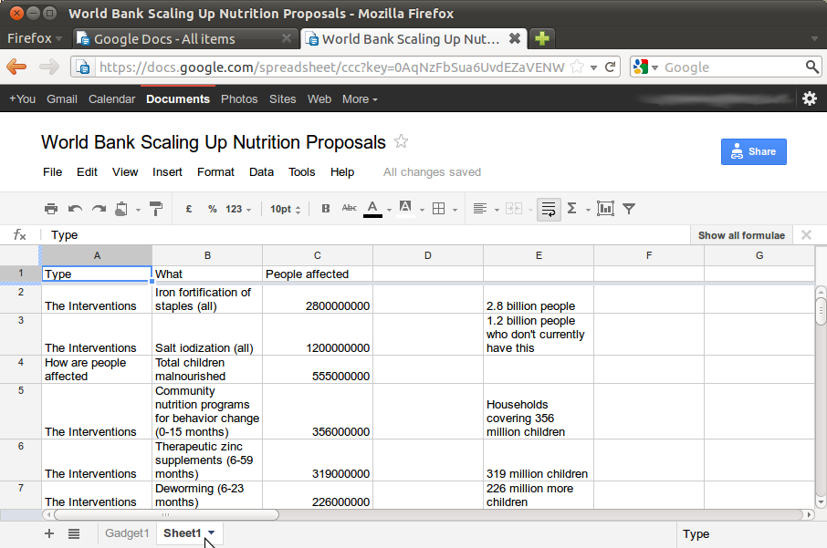 Google Spreadsheets