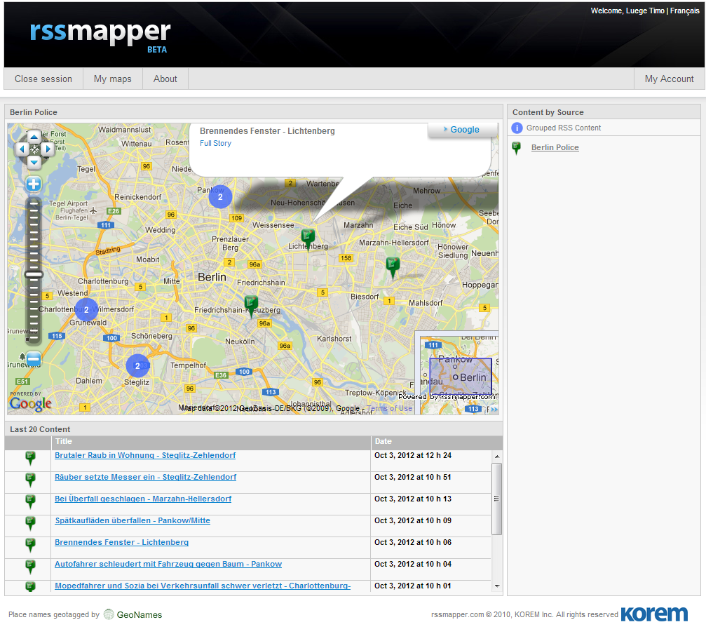 Your maps will be more exact if the locations in the RSS feeds are specific.